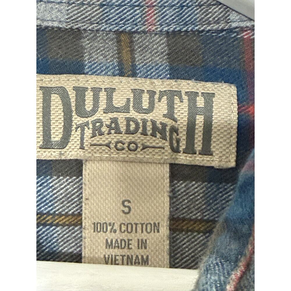 Duluth Trading Co Button Down Shirt Men’s Blue Plaid Flannel Workwear Casual S - Picture 6 of 10